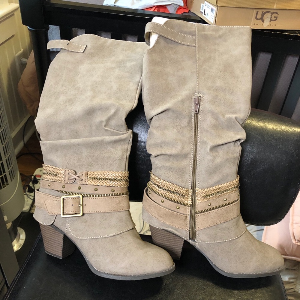 Taupe high booties